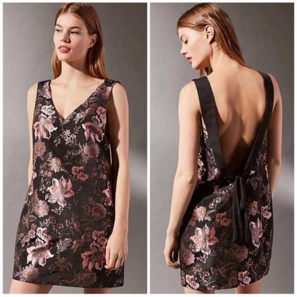 Urban Outfitters “Jacquie” Jacquard Sheath Mini Dress V-Neck Sleeveless - Picture 1 of 16